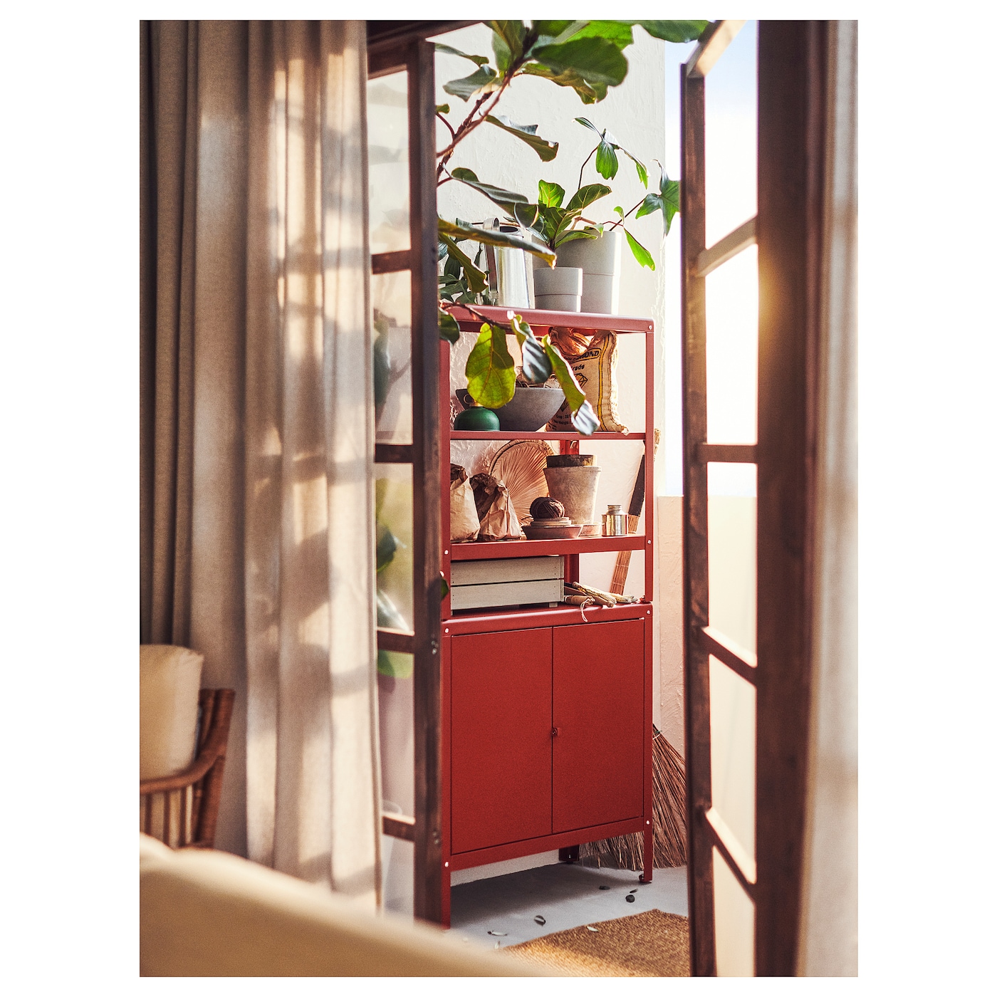 KOLBJÖRN shelving unit with cabinet brown-red - IKEA