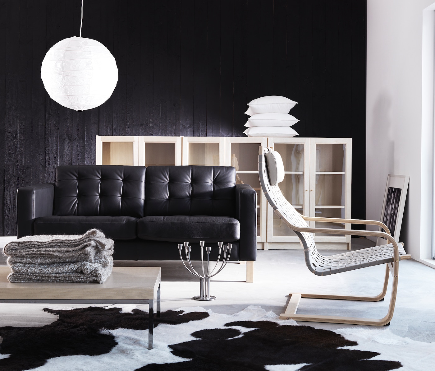 IKEA カウハイド ラグ KOLDBY コールドビー ブラック 黒系