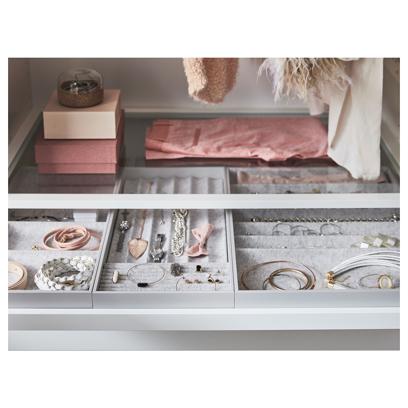 KOMPLEMENT insert with 4 compartments light grey - IKEA