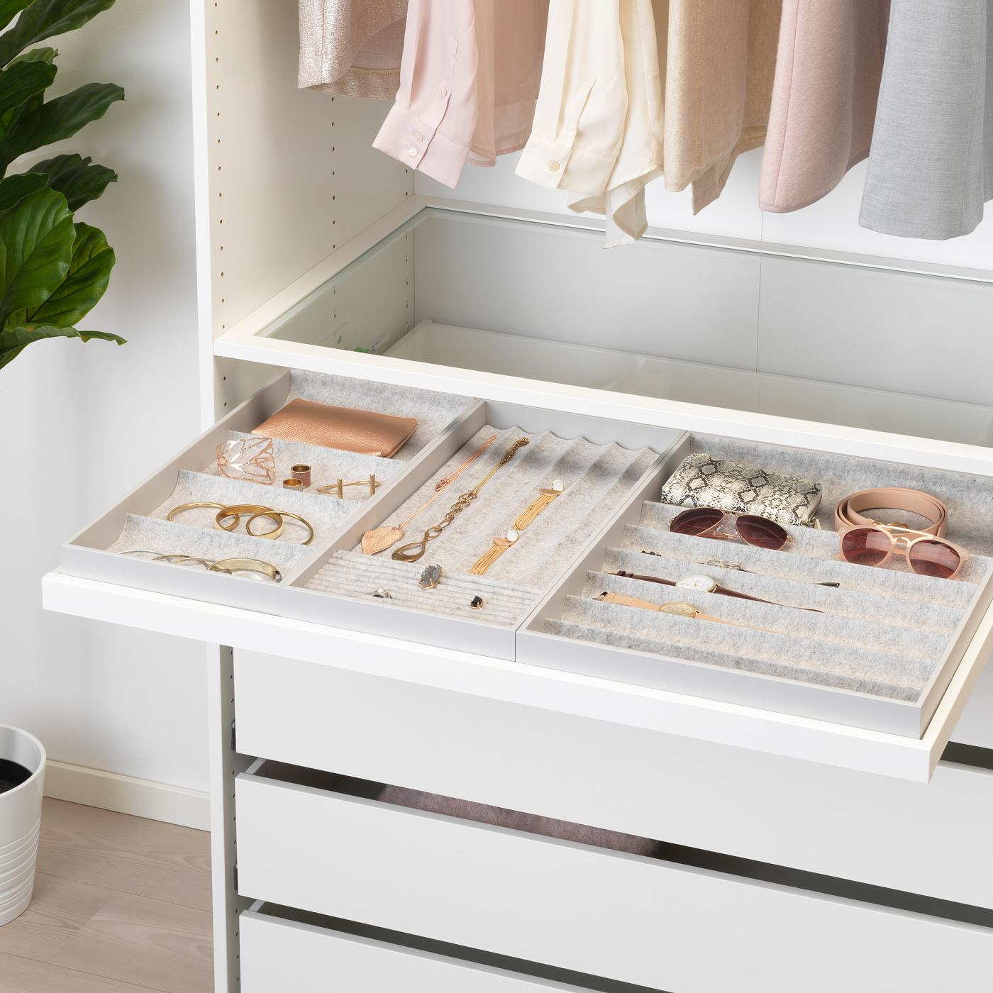 KOMPLEMENT insert with 4 compartments light grey - IKEA