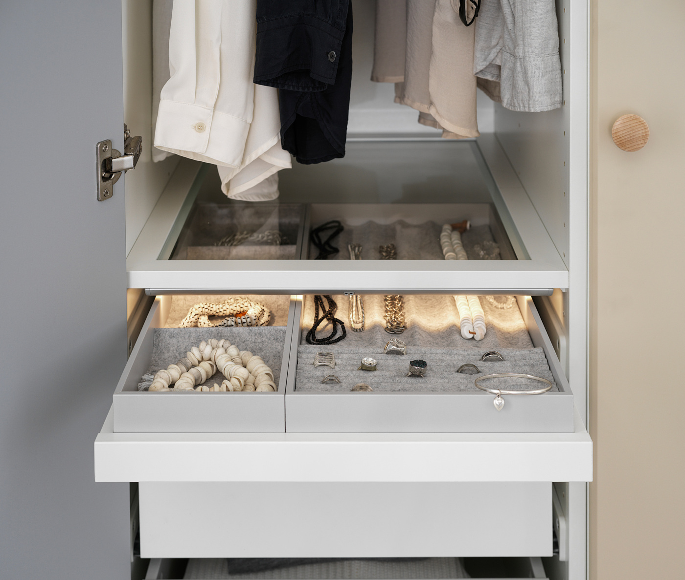 KOMPLEMENT insert with 4 compartments light grey - IKEA