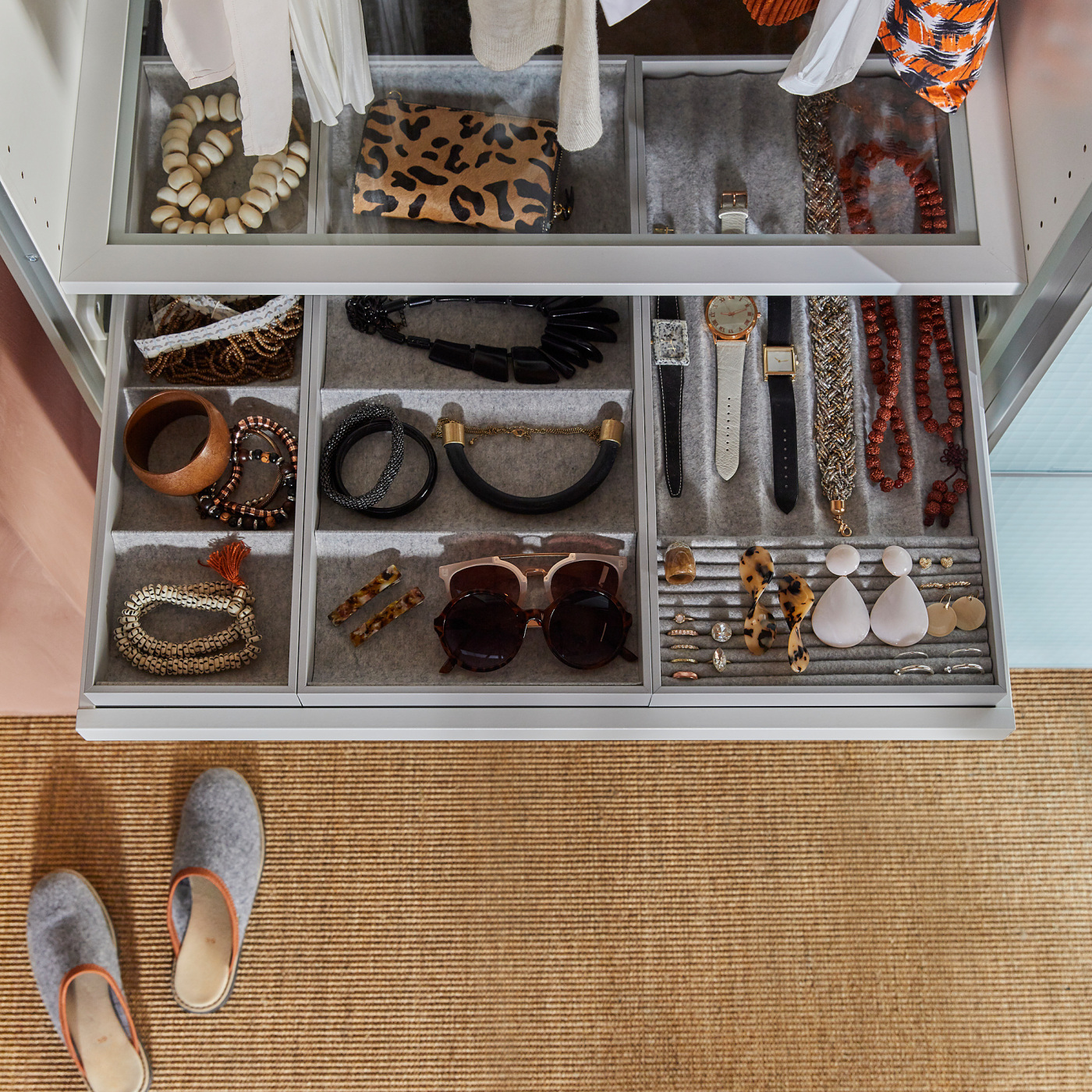 KOMPLEMENT insert with 4 compartments light grey - IKEA