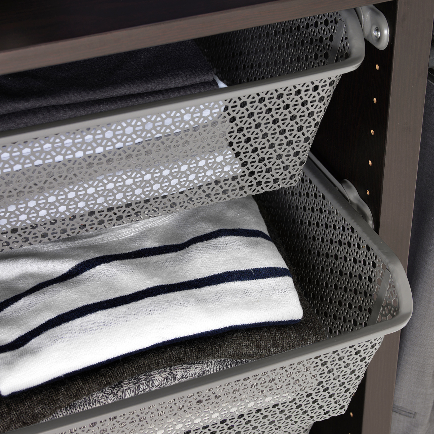 KOMPLEMENT metal basket with pull-out rail dark grey - IKEA