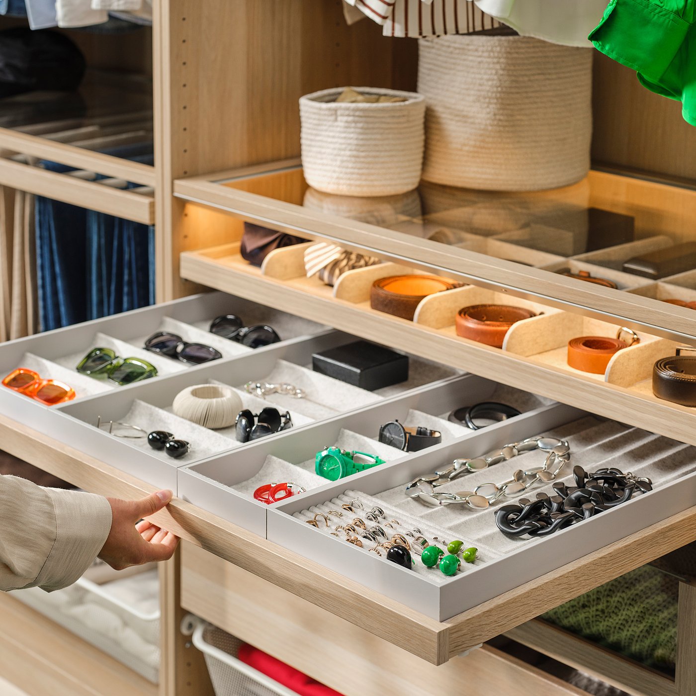 KOMPLEMENT pull-out tray with insert white stained oak effect - IKEA
