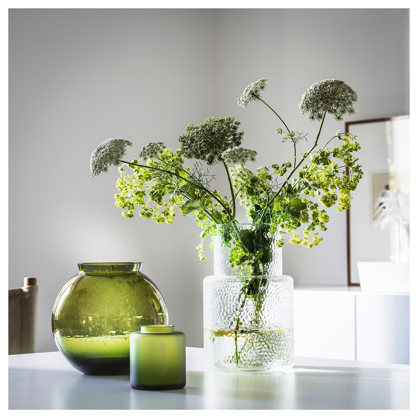 漆器 葉型 盆 箱入　54㎝ KONSTFULL vase green - IKEA
