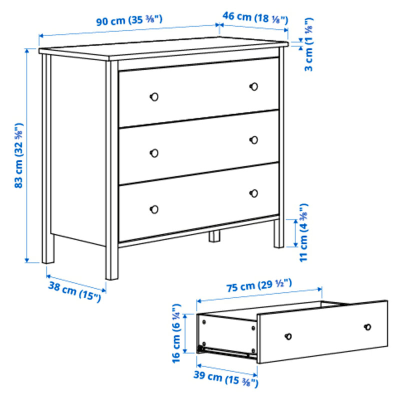 KOPPANG chest of 3 drawers black-brown - IKEA