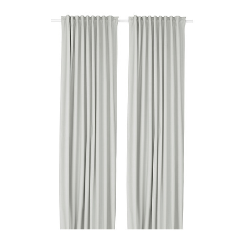 VILBORG room darkening curtains, 1 pair dark grey-beige/with