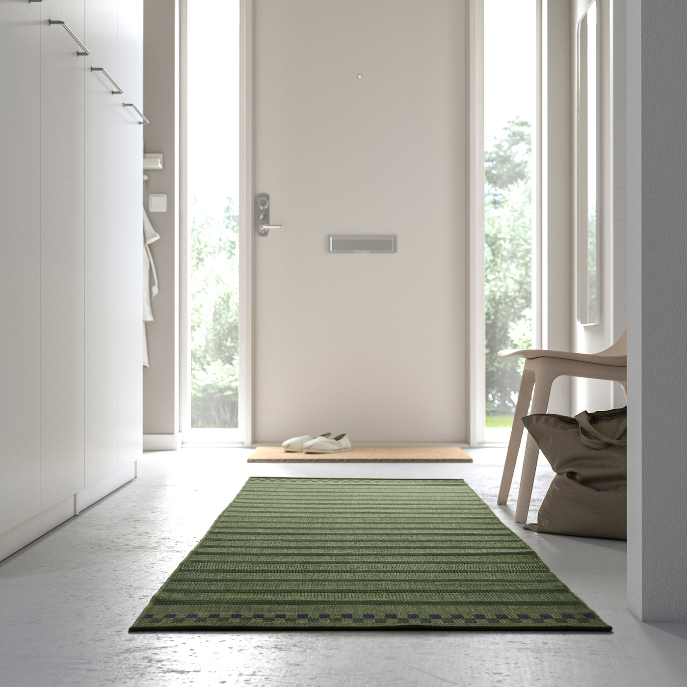 KORSNING rug flatwoven, in/outdoor green purple/striped - IKEA