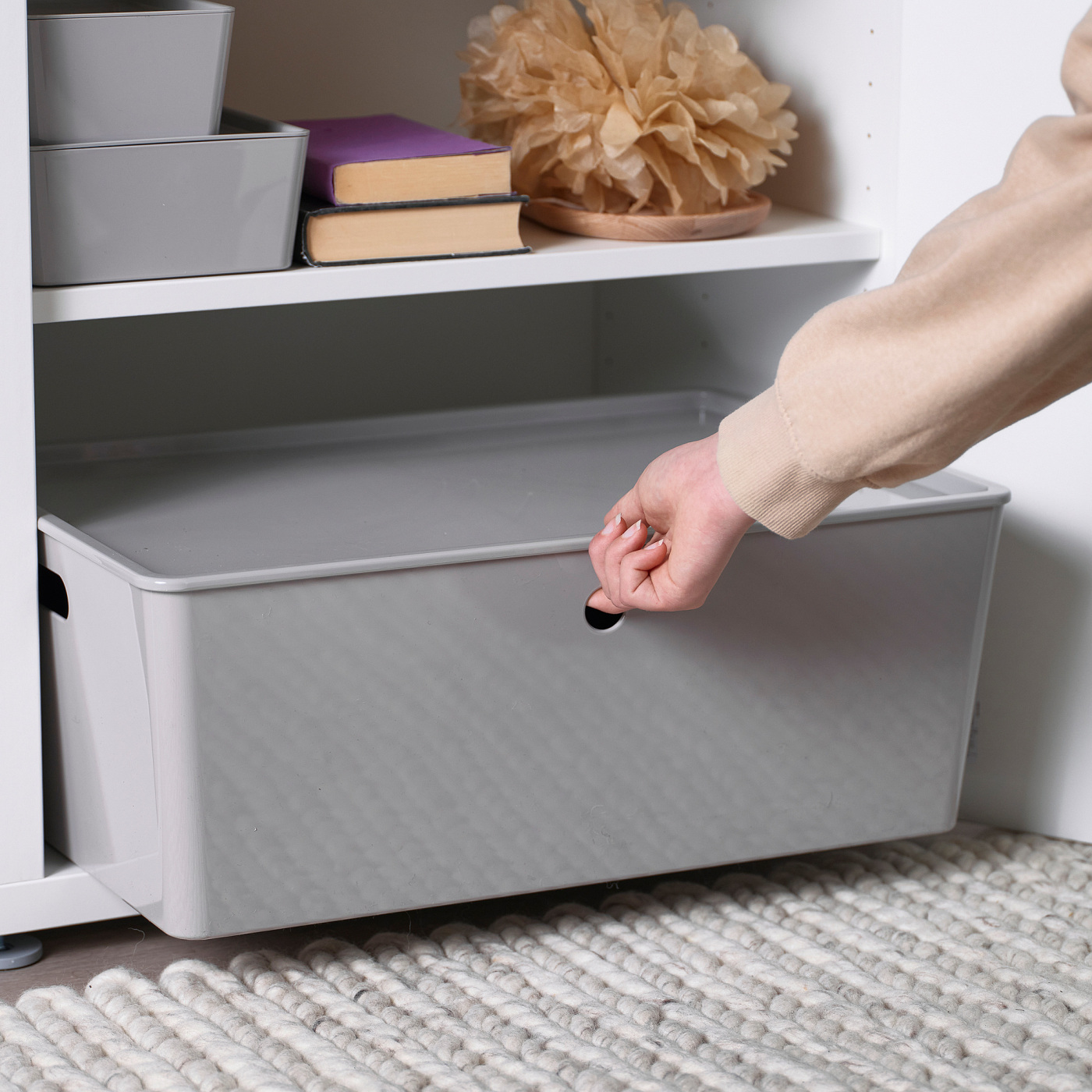 KUGGIS box with lid light grey - IKEA