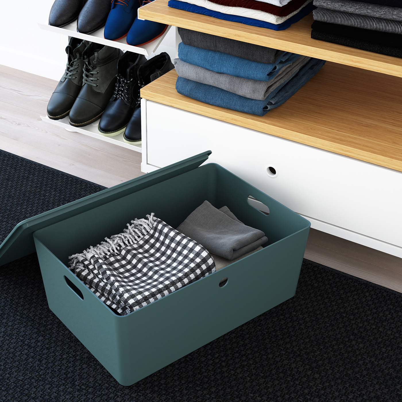 KUGGIS storage box with lid turquoise - IKEA
