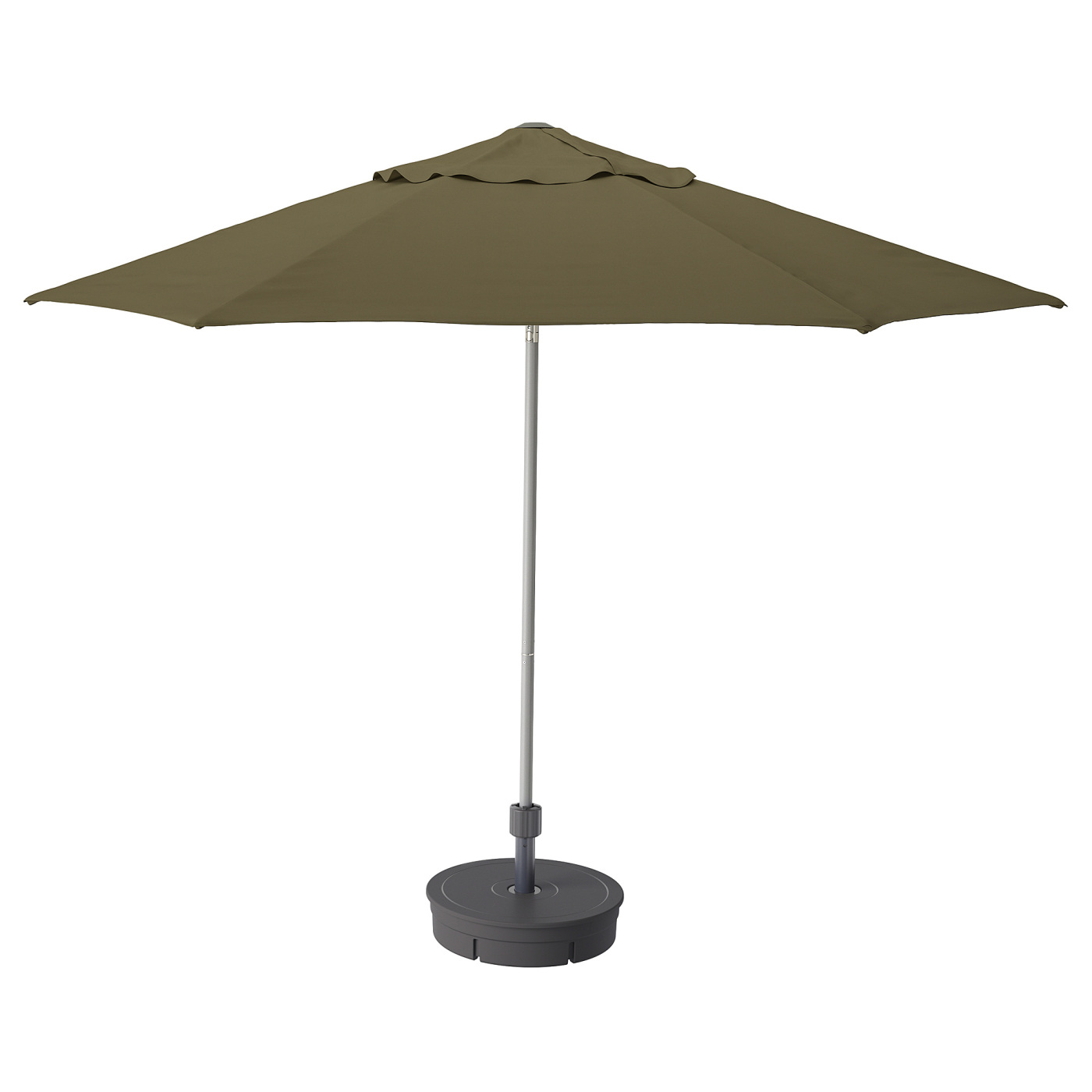KUGGÖ / LINDÖJA parasol with base beige-green/Grytö dark grey - IKEA