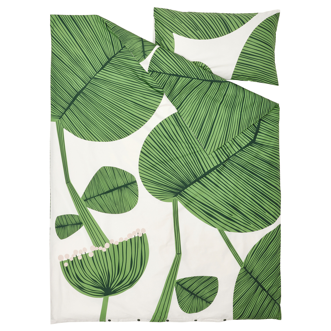 KUNGSCISSUS duvet cover and pillowcase white/green - IKEA