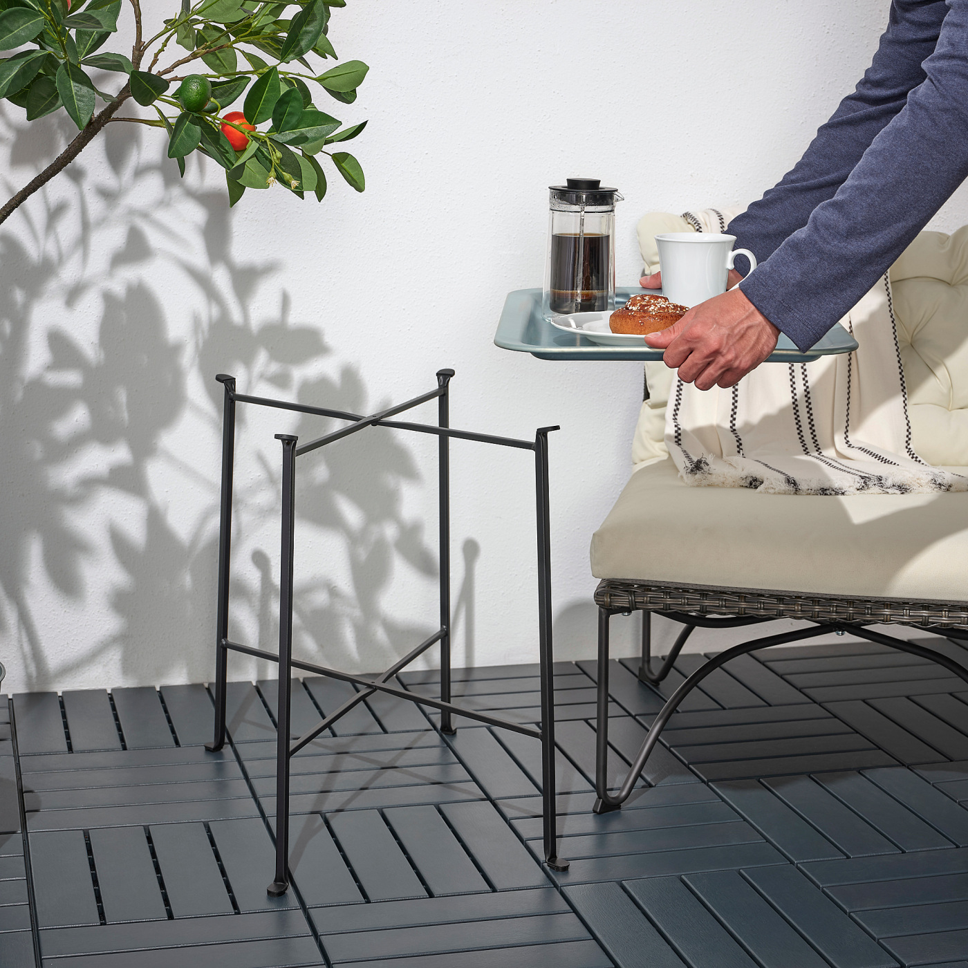 KUNGSHATT tray table, in/outdoor dark grey/grey - IKEA
