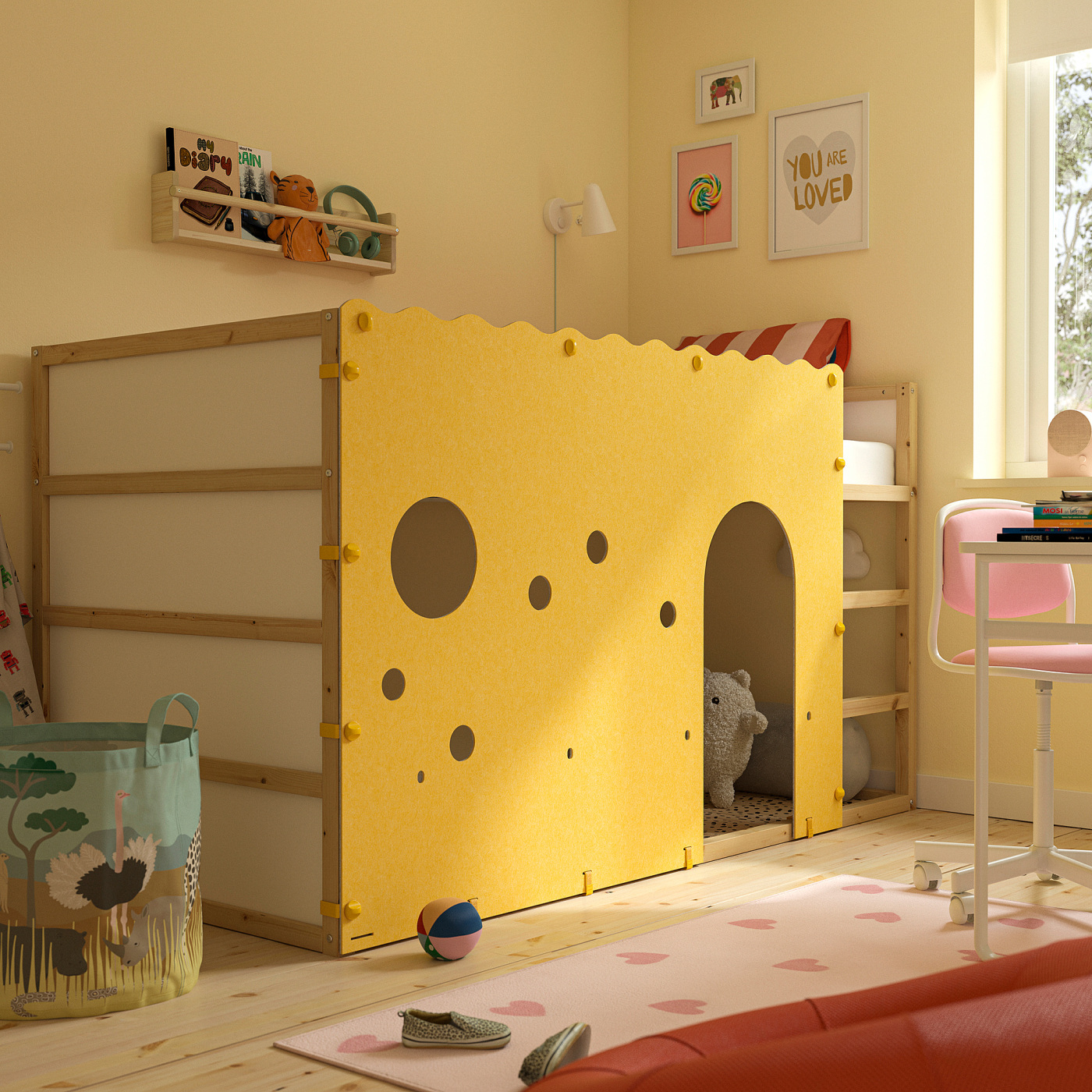 KURA bed accessory yellow/grey - IKEA