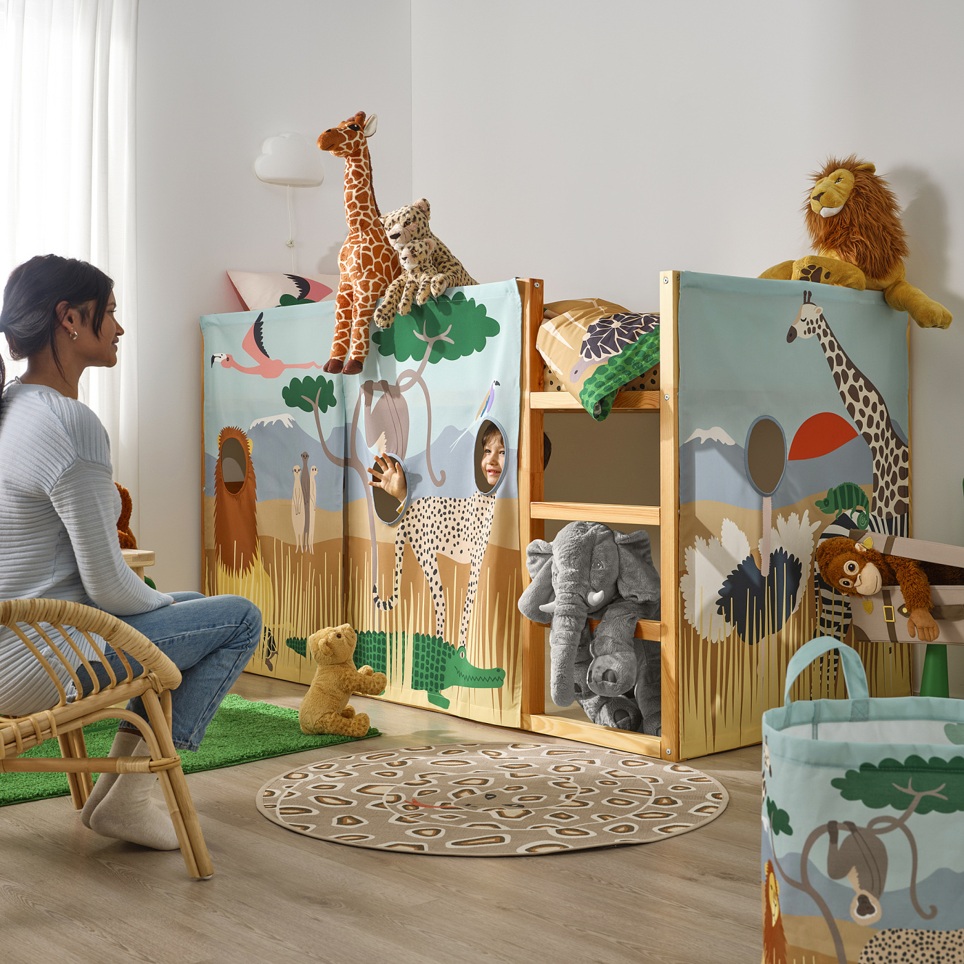 アウトドア寝具 Tomo Kura KURA bed curtain multicolour/animals on the savannah - IKEA