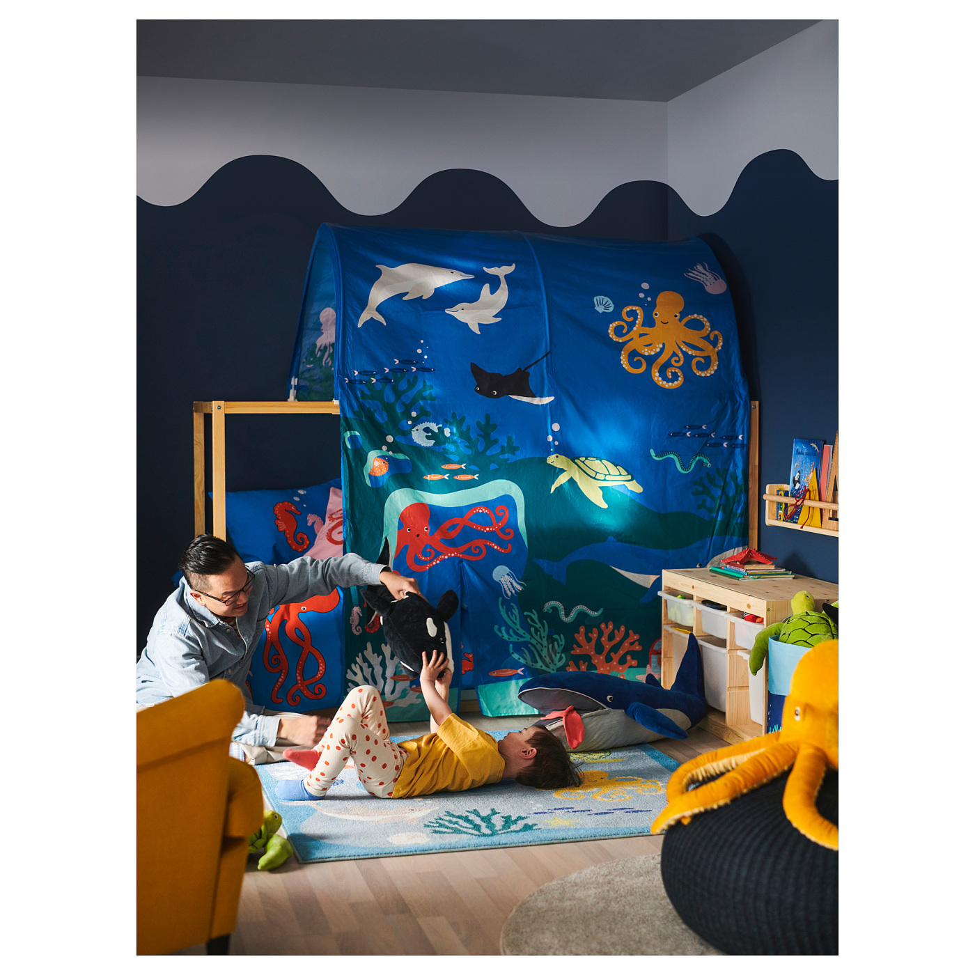 KURA bed tent ocean animals pattern - IKEA