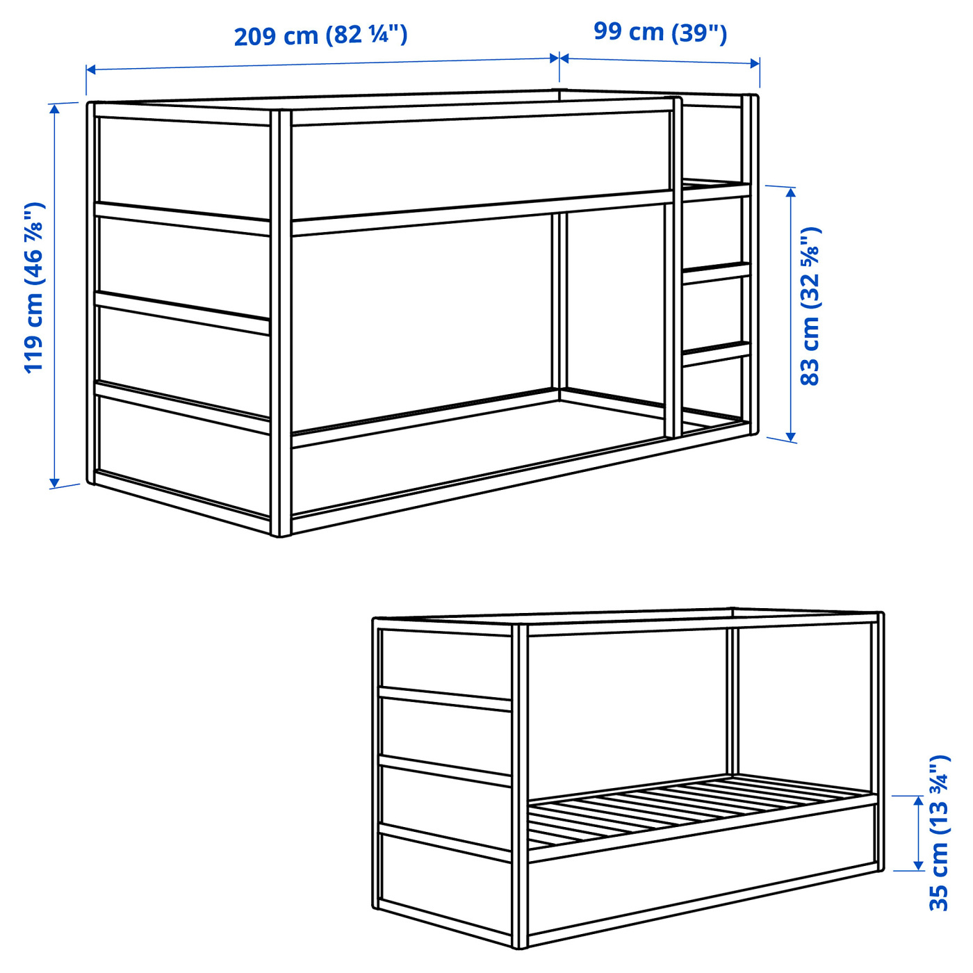 KURA reversible bed white/pine - IKEA