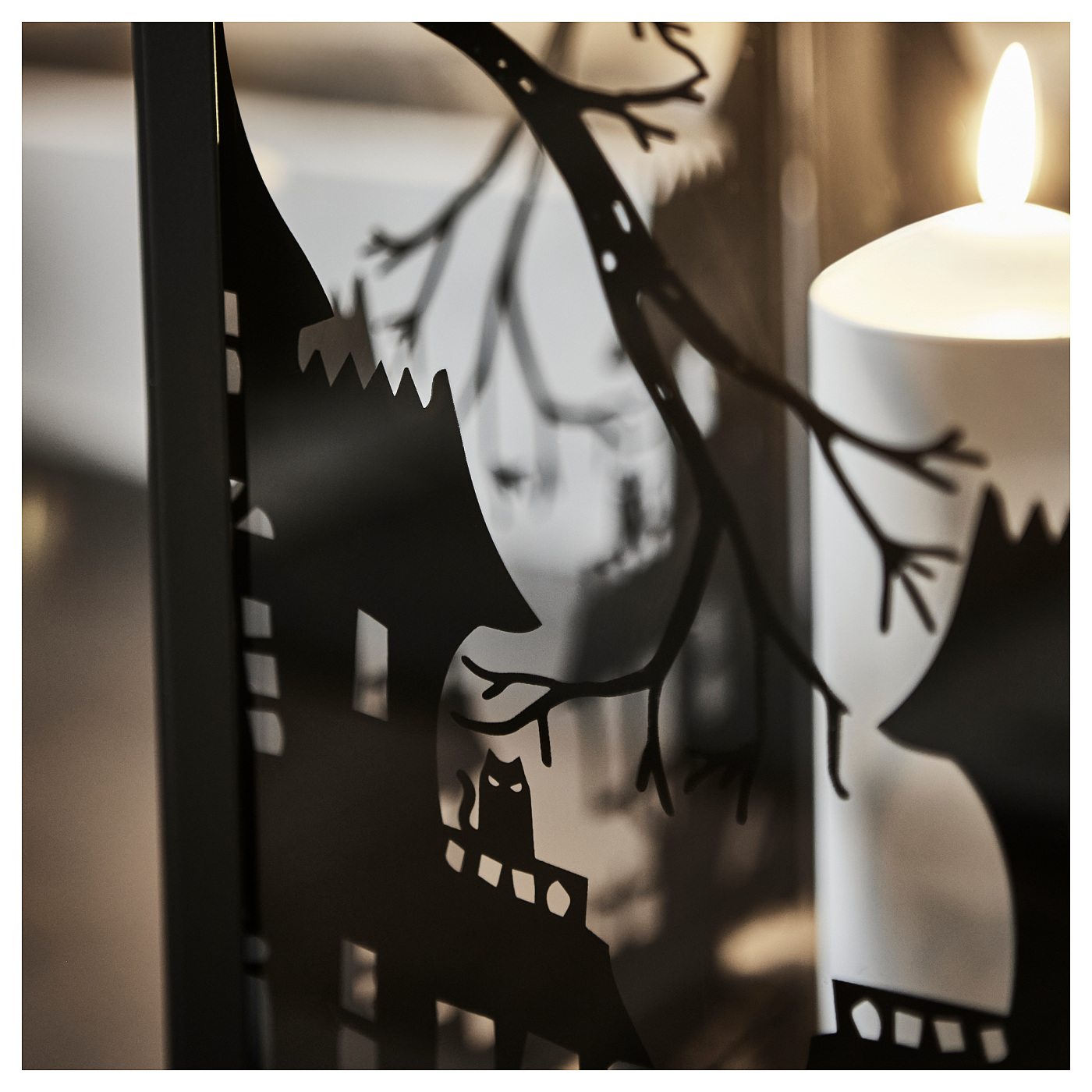 KUSTFYR lantern for pillar candle, in/out black - IKEA