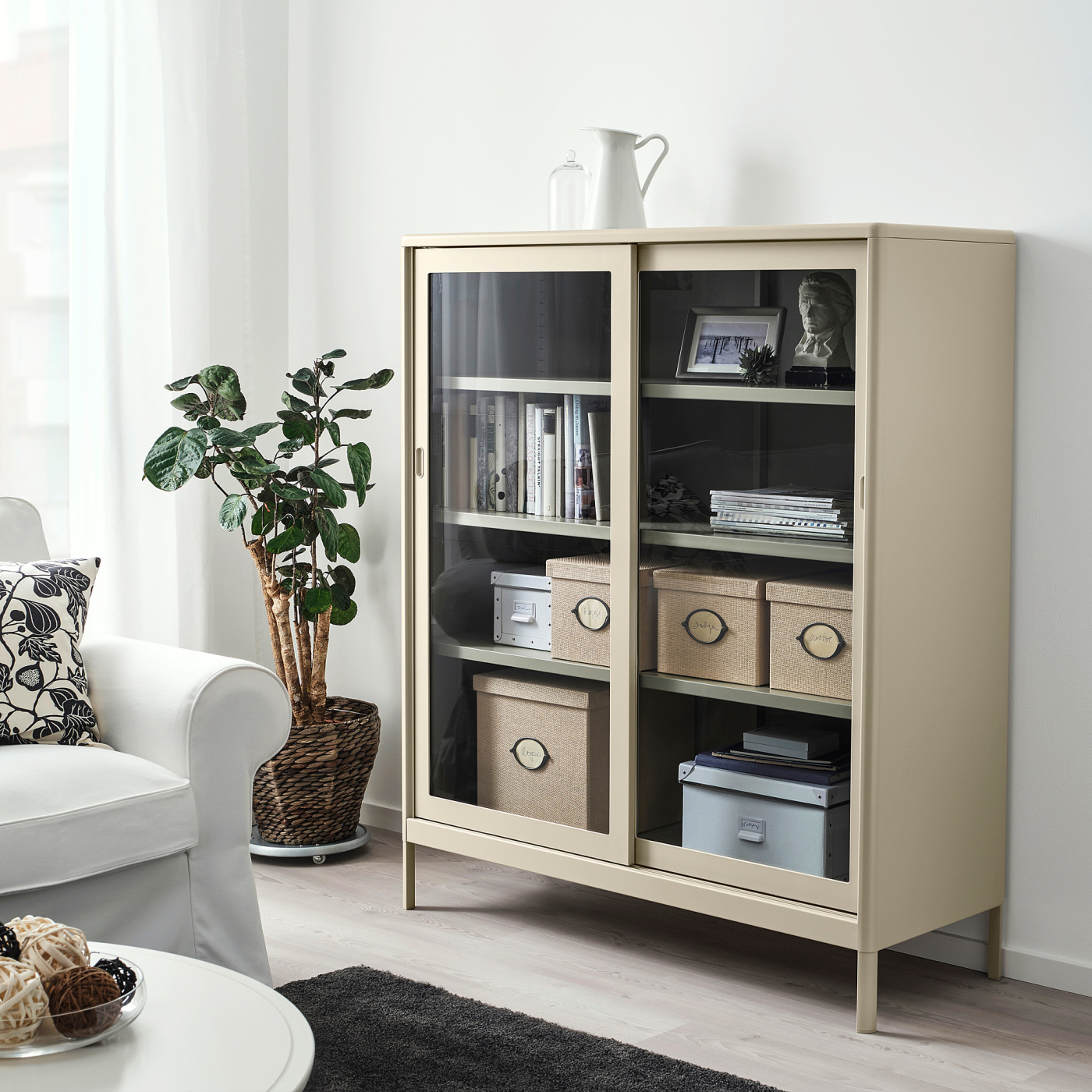 KVARNVIK storage box with lid beige - IKEA