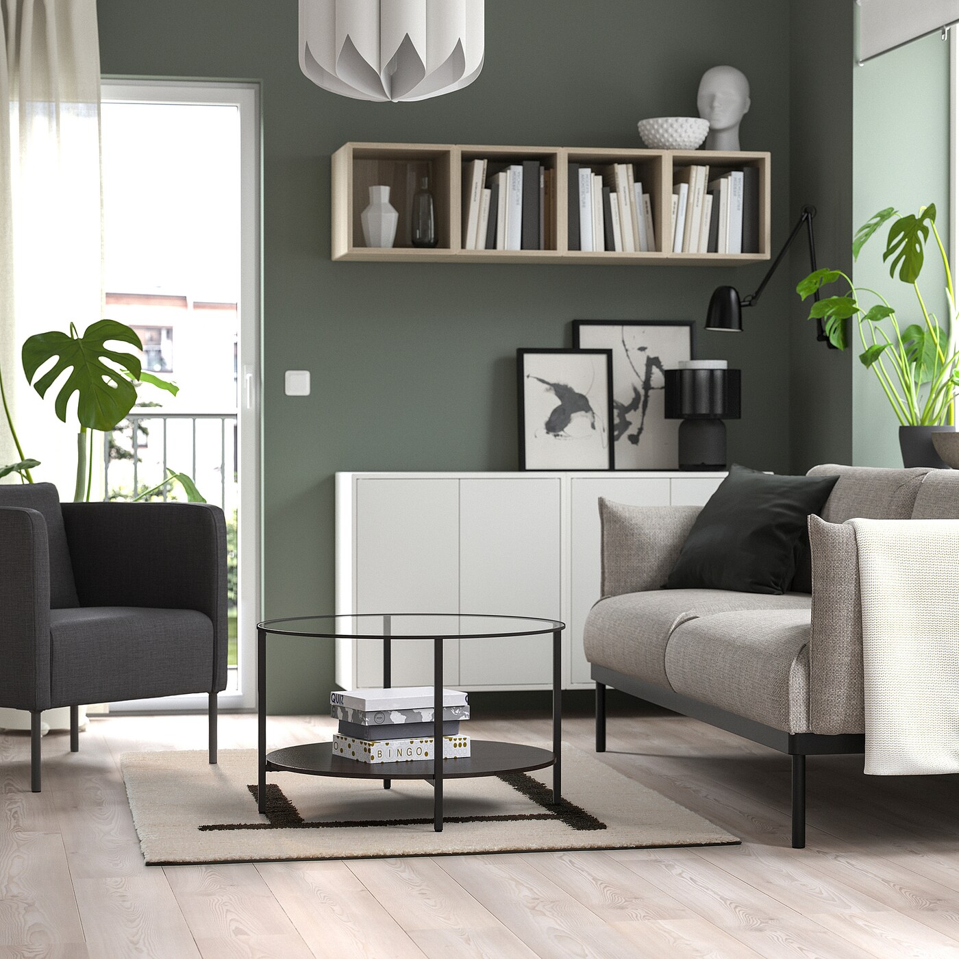 LÄNSVÄG rug, low pile off-white/black - IKEA