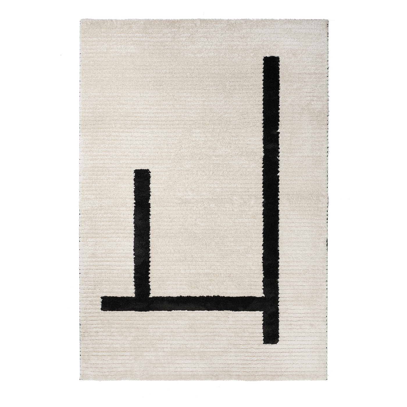 IKEA LÄNSVÄG レンスヴェグ ラグ 133×195cm イケア LÄNSVÄG rug, low pile off-white/black - IKEA
