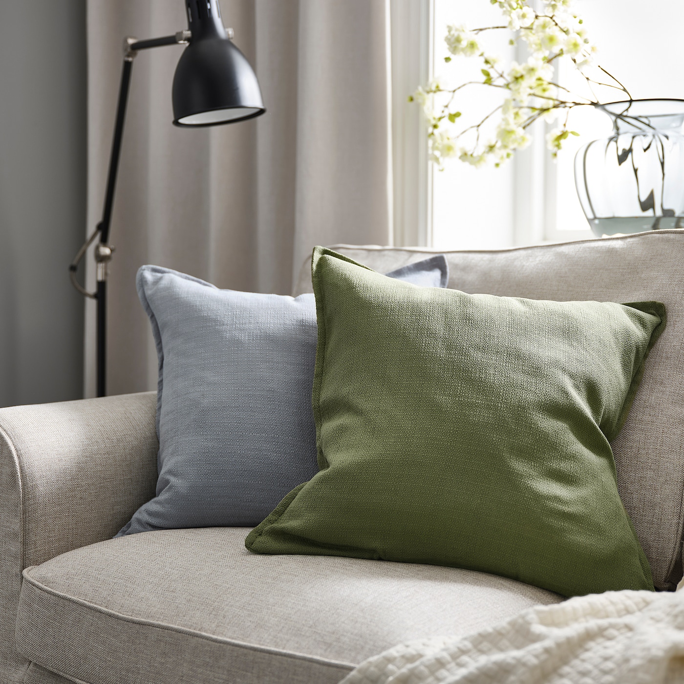 LAGERPOPPEL cushion cover grey-green - IKEA
