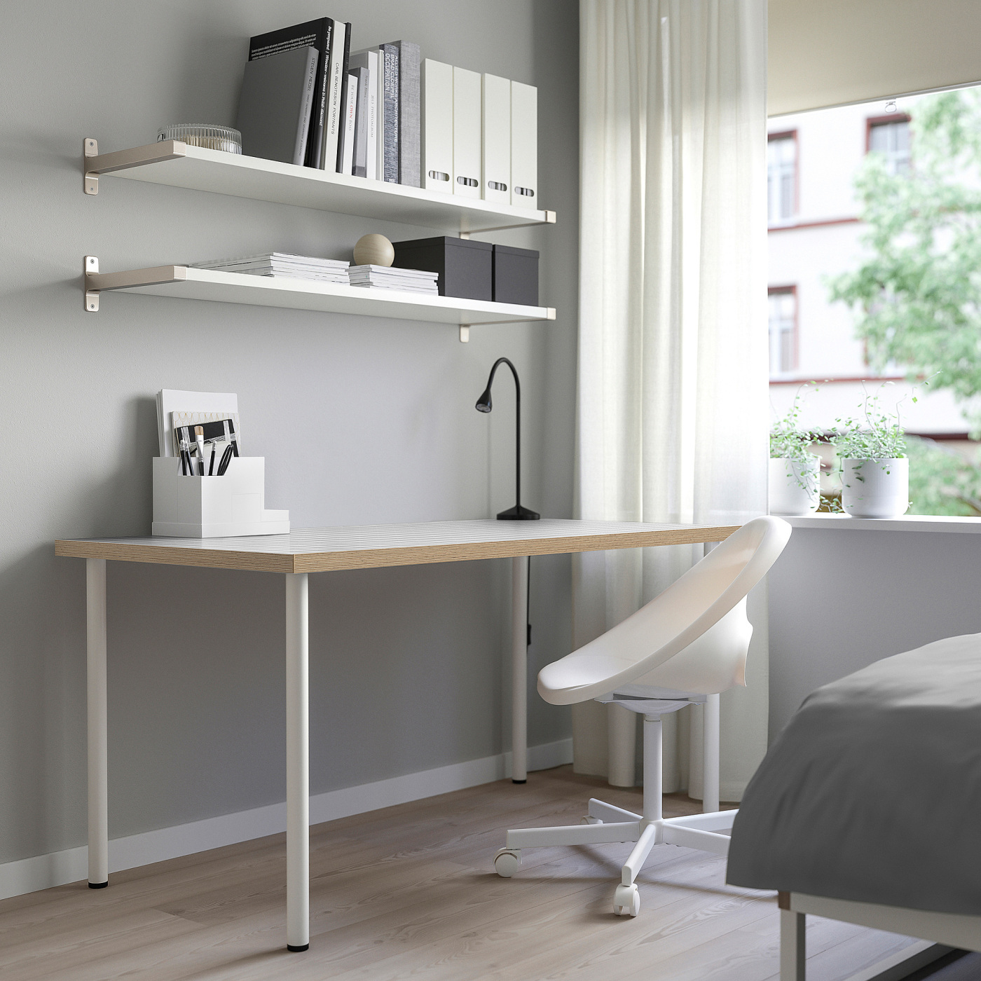 LAGKAPTEN / ADILS desk white anthracite/white - IKEA