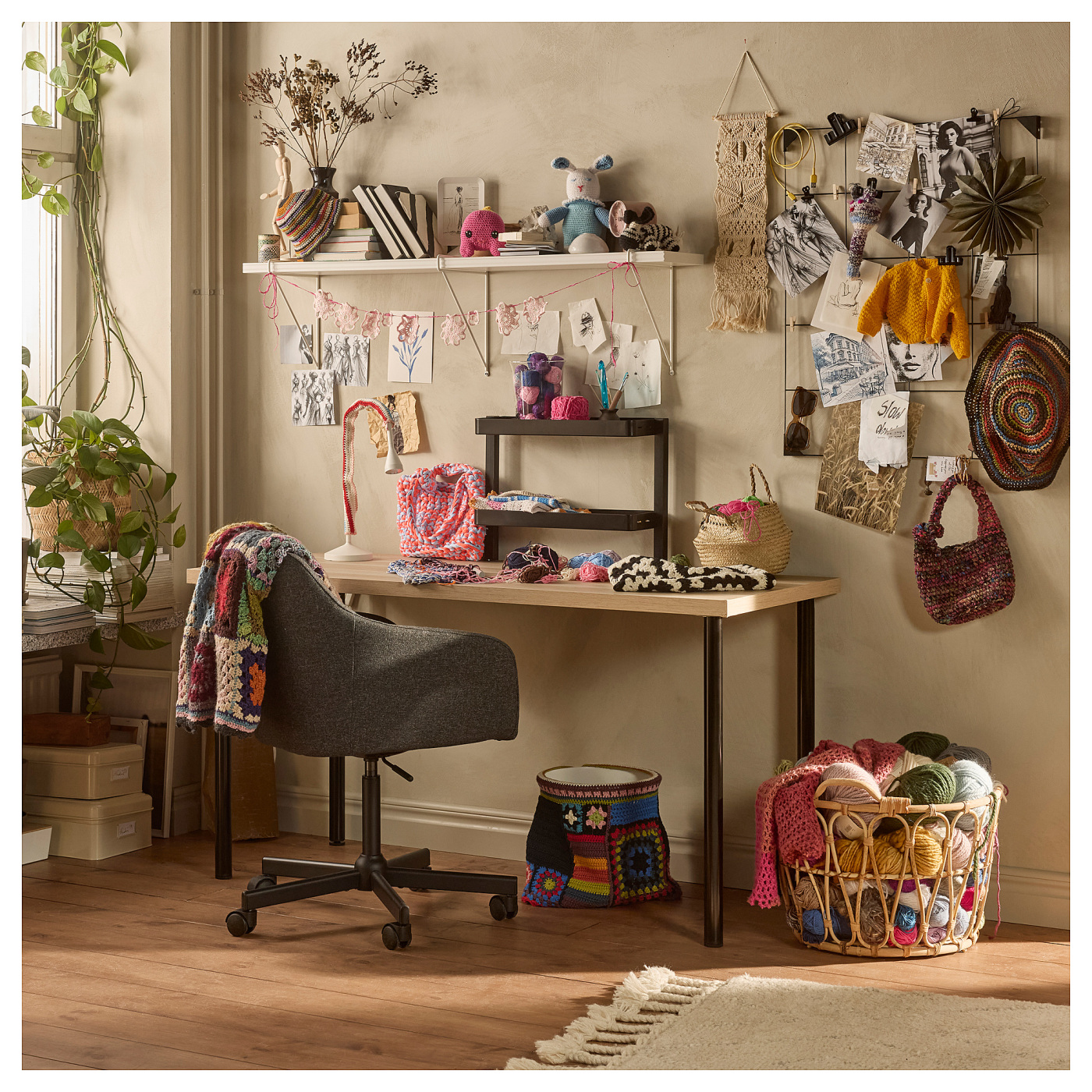 LAGKAPTEN / ADILS desk white stained oak effect/black - IKEA