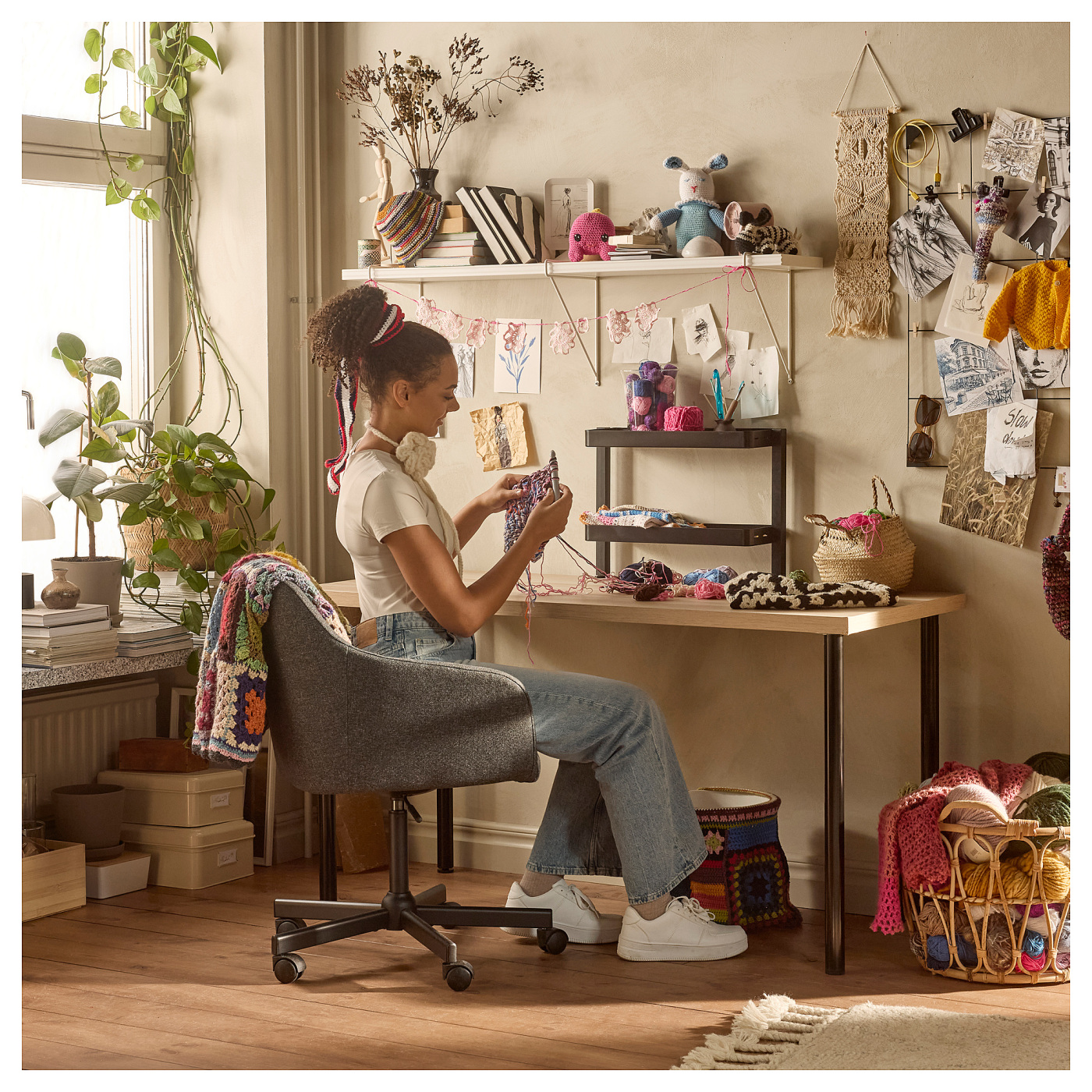 LAGKAPTEN / ADILS desk white stained oak effect/black - IKEA LAGKAPTEN / ADILS desk white stained oak effect/black - IKEA