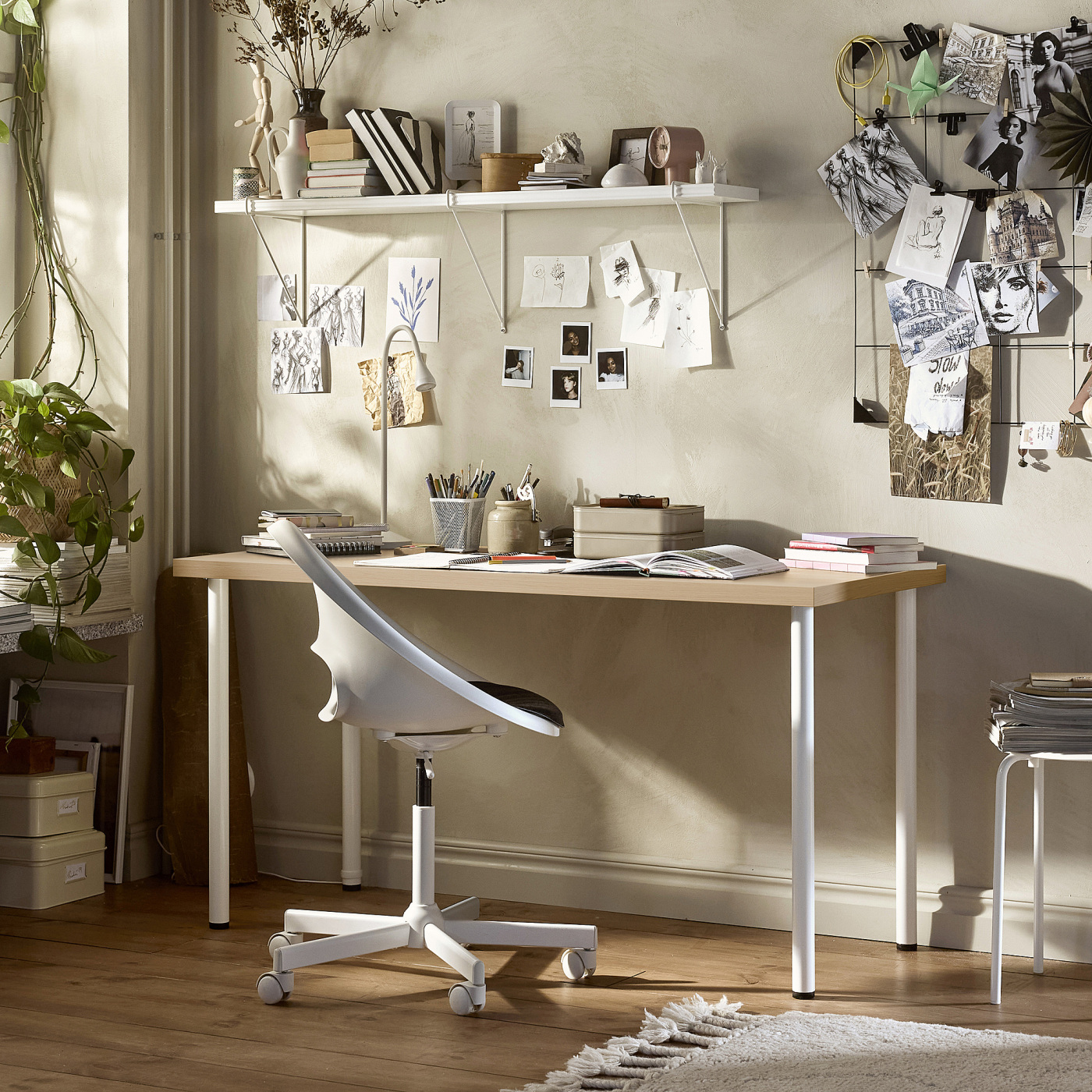 LAGKAPTEN / ADILS desk white stained oak effect/white - IKEA