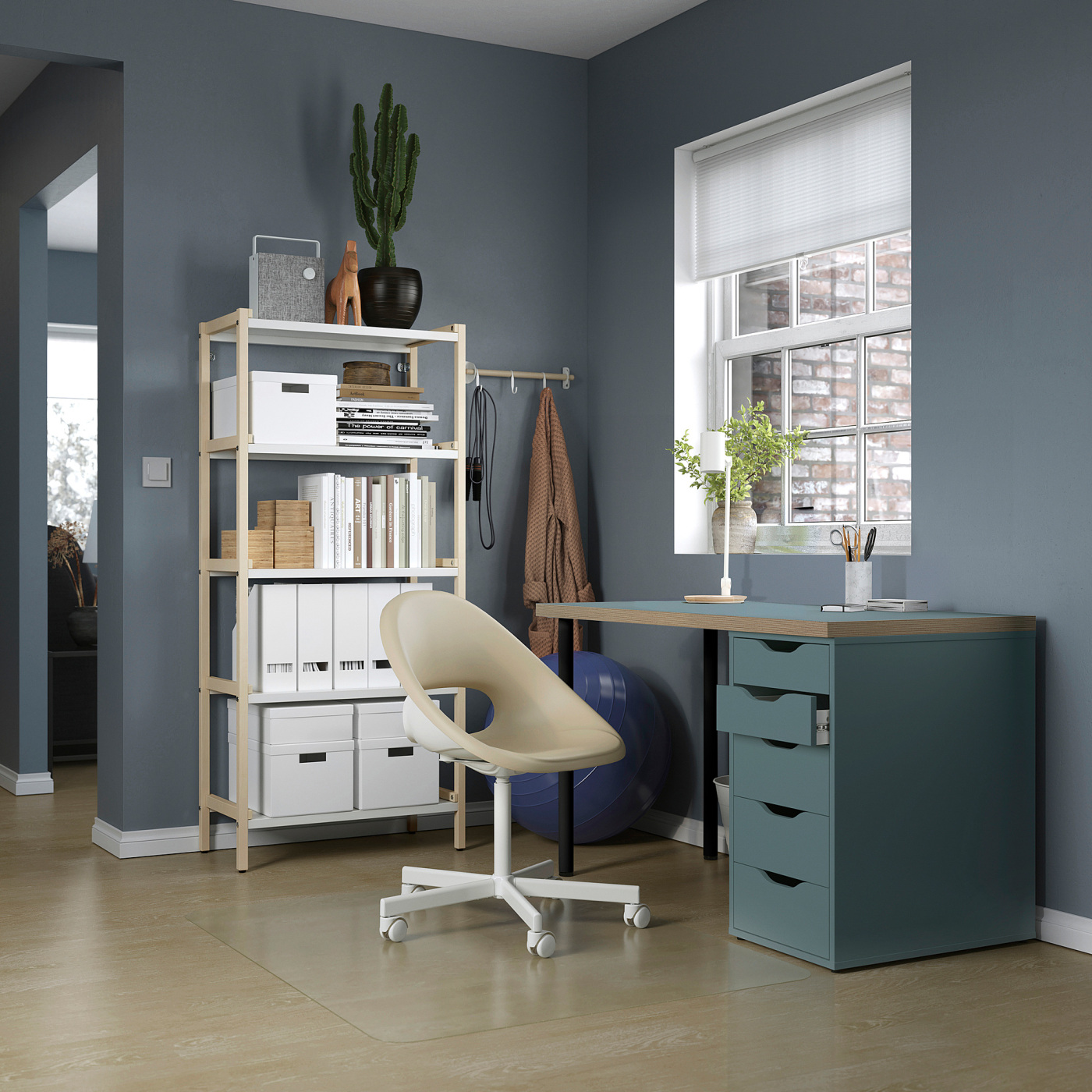 LAGKAPTEN / ALEX desk grey-turquoise/black - IKEA