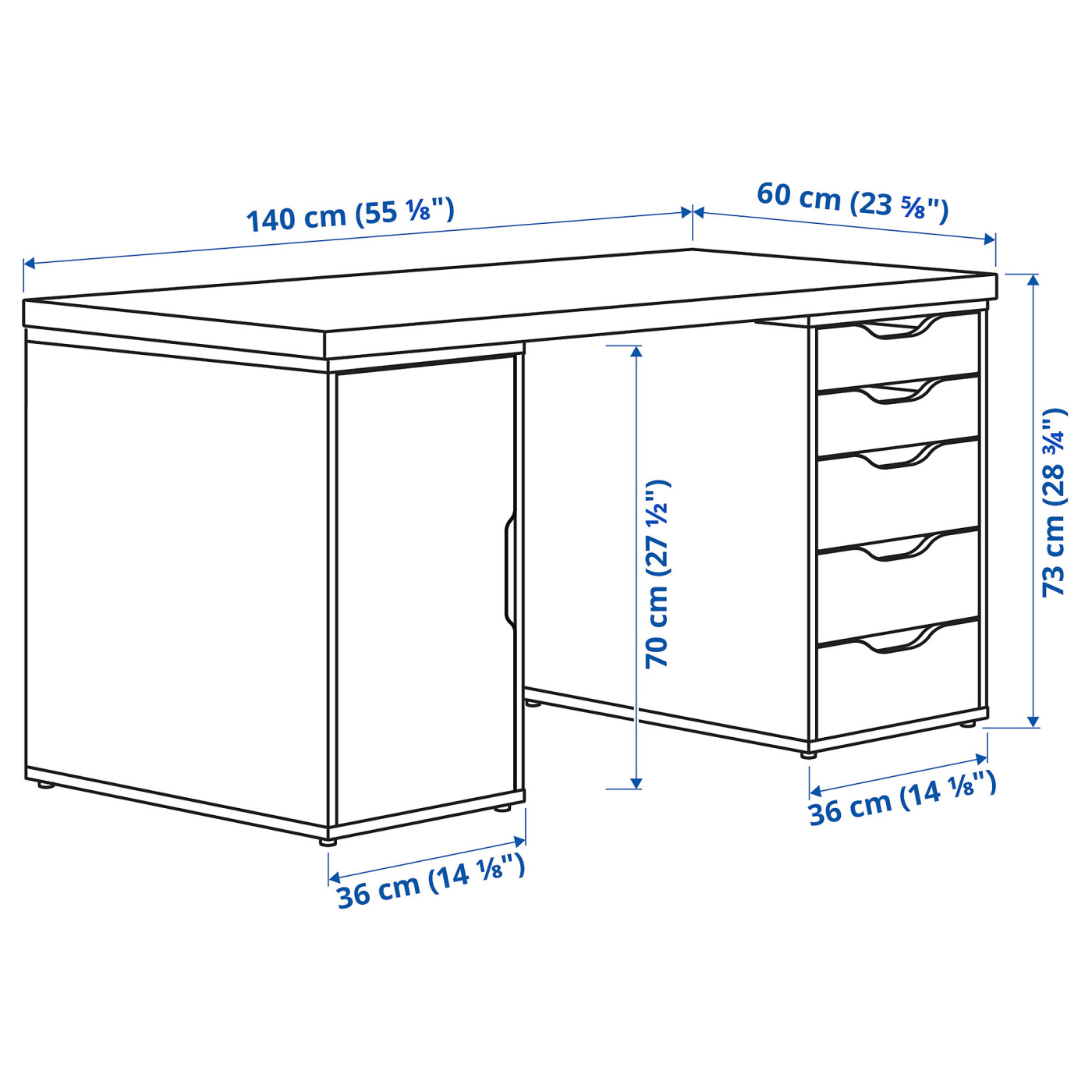 LAGKAPTEN / ALEX desk white/anthracite - IKEA