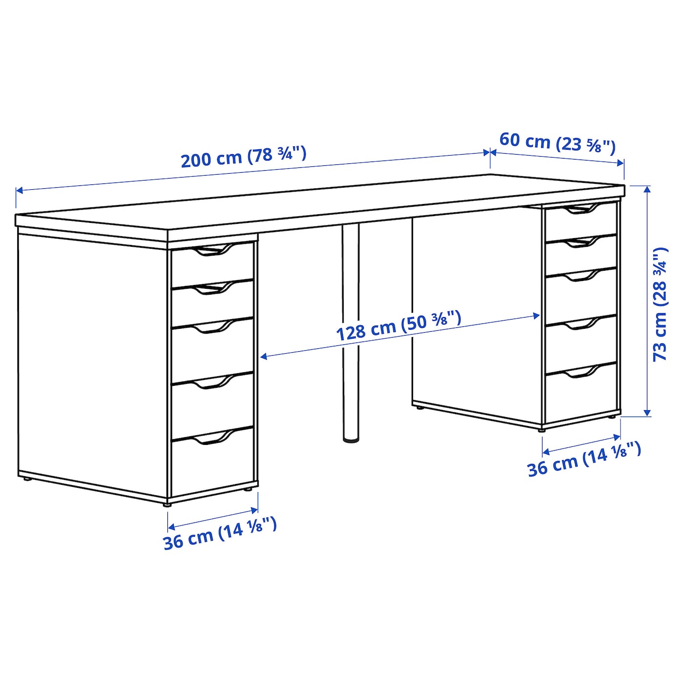 LAGKAPTEN ALEX desk white stained oak black brown IKEA
