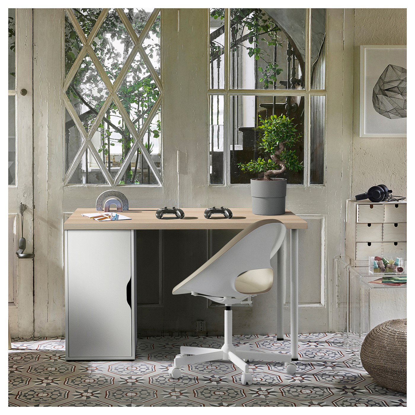 LAGKAPTEN / ALEX desk white stained/oak effect white - IKEA