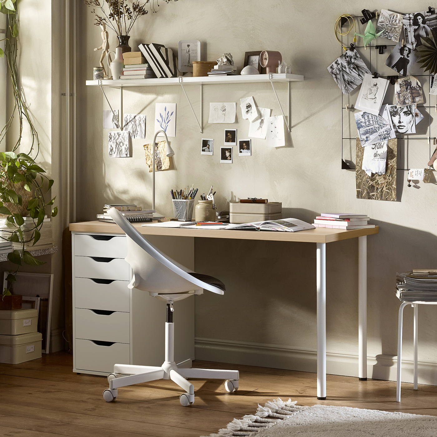 LAGKAPTEN / ALEX desk white stained oak effect/white - IKEA
