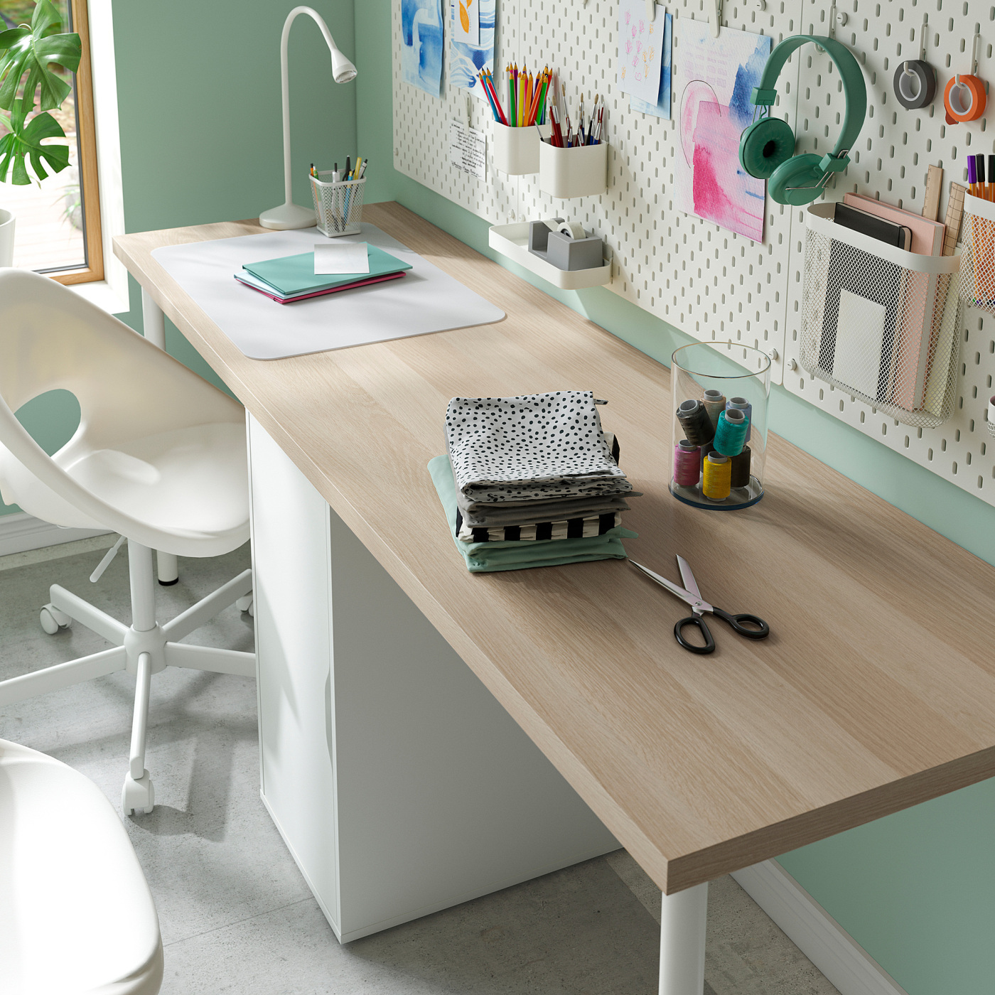 LAGKAPTEN / ALEX desk white stained/oak effect white - IKEA