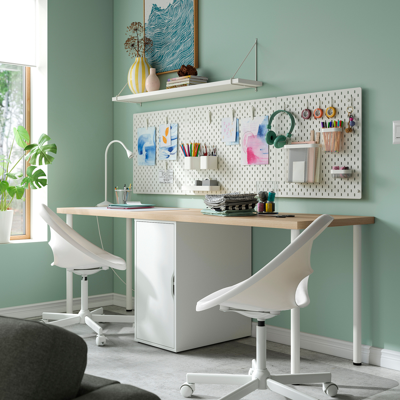 IKEAの人気デスク「LAGKAPTEN / ALEX（幅200cmタイプ）」 LAGKAPTEN / ALEX desk, white stained oak/black-brown, 200x60 cm - IKEA