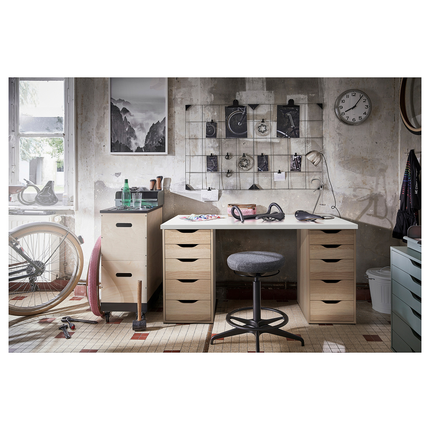 LAGKAPTEN / ALEX desk white/white stained oak effect - IKEA