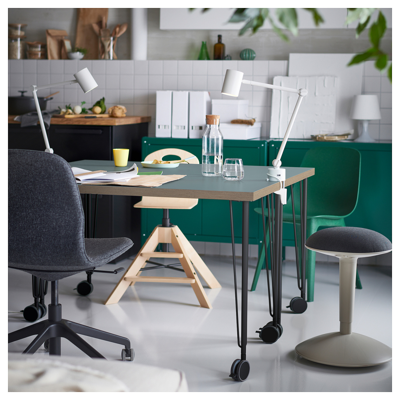 LAGKAPTEN / KRILLE desk grey-turquoise/black - IKEA