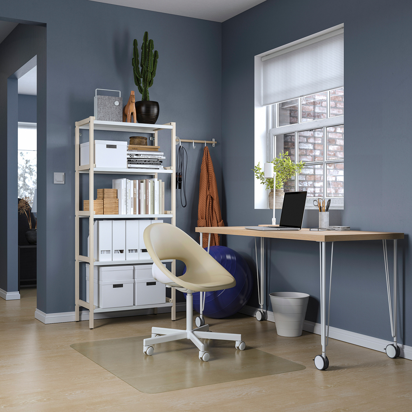 LAGKAPTEN / KRILLE desk white stained oak effect/white - IKEA