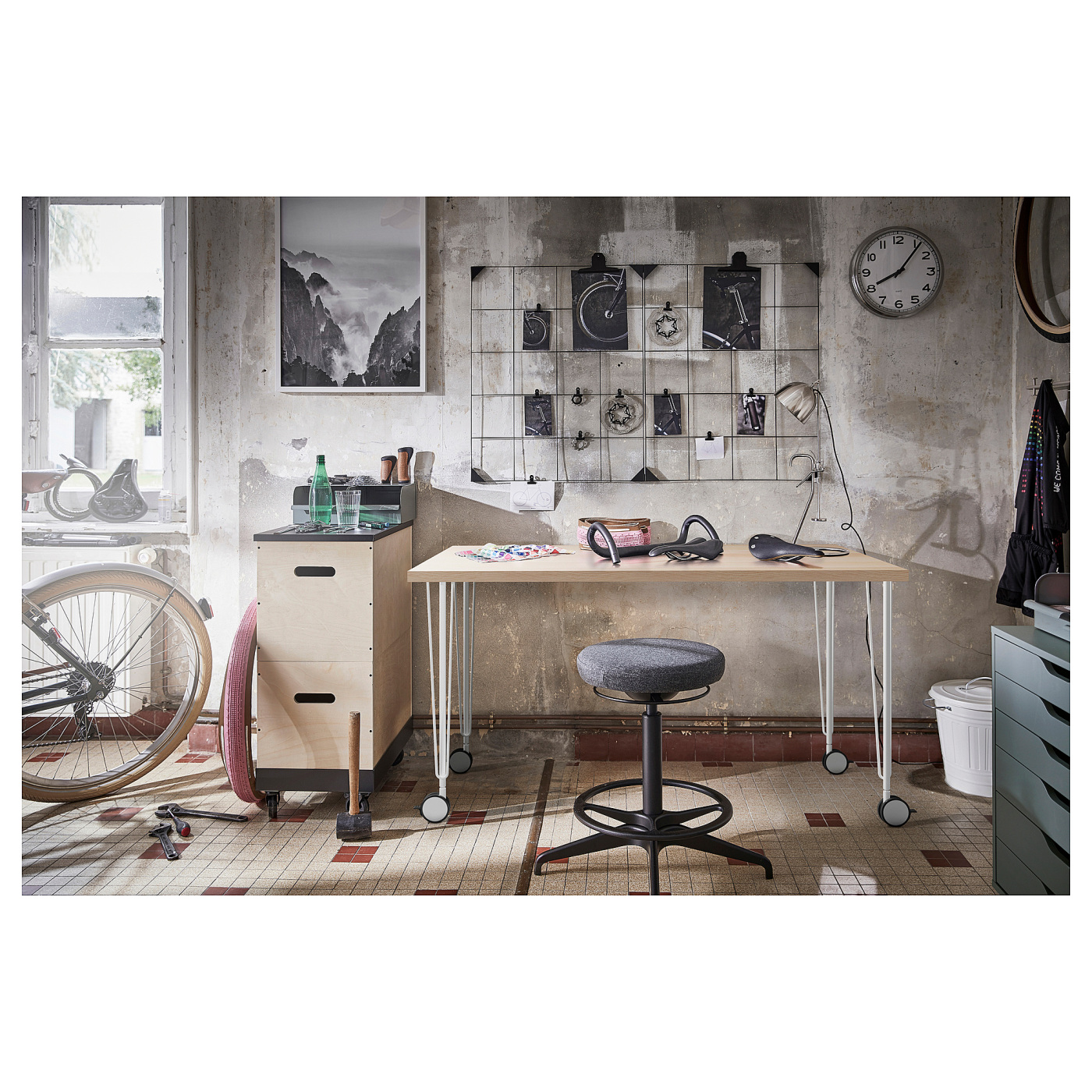 LAGKAPTEN / KRILLE desk white stained oak effect/white - IKEA