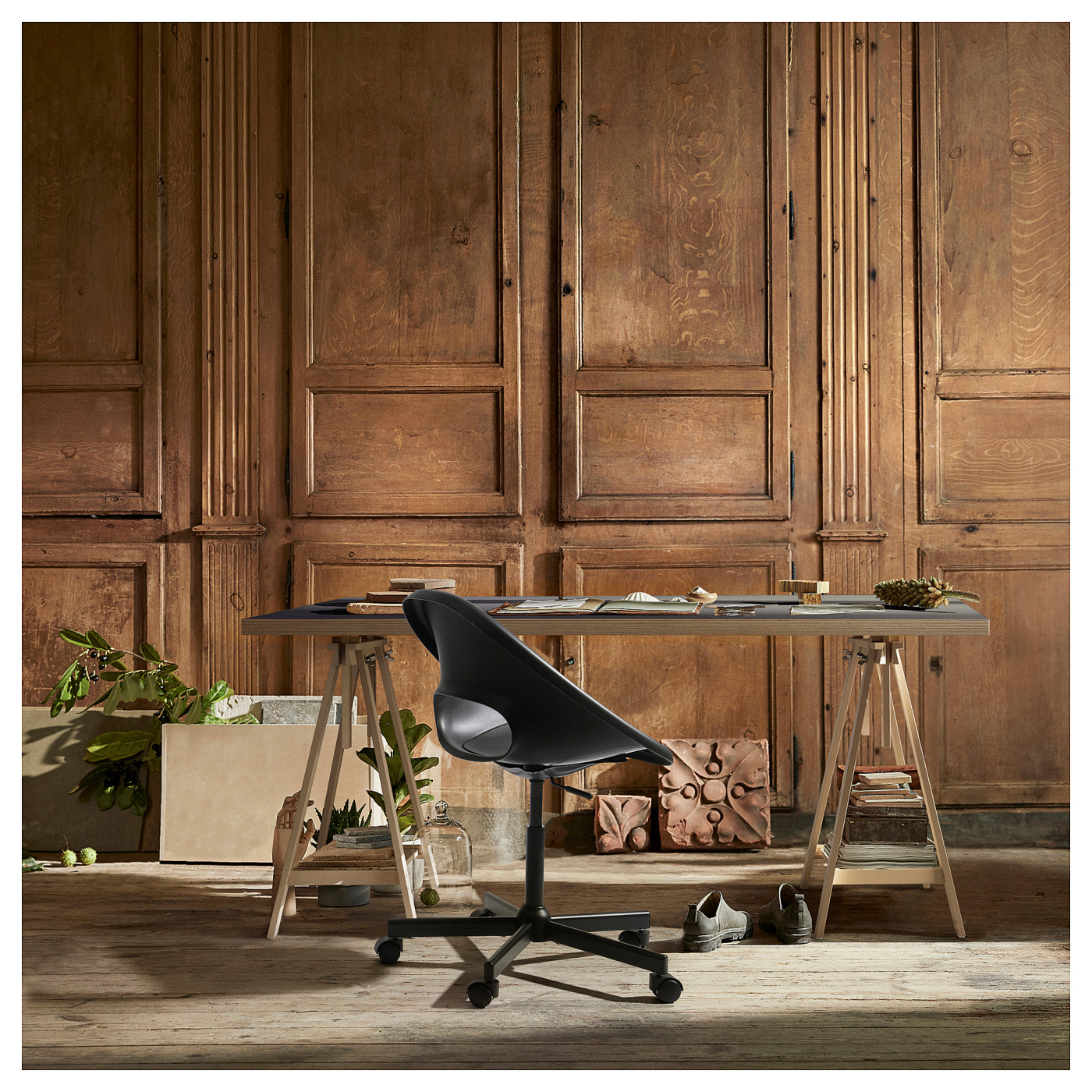 LAGKAPTEN / MITTBACK desk grey/wood effect birch - IKEA