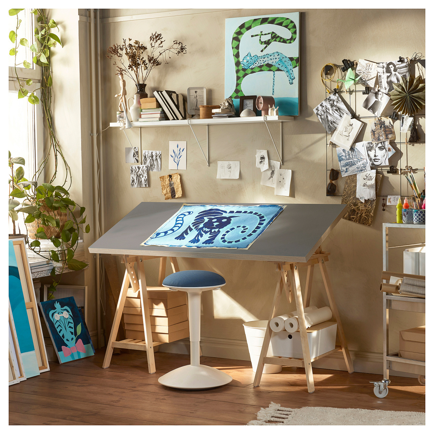 Havefungarage/ML TABLE STAND+オーク天板2枚 LAGKAPTEN / MITTBACK desk grey/wood effect birch - IKEA