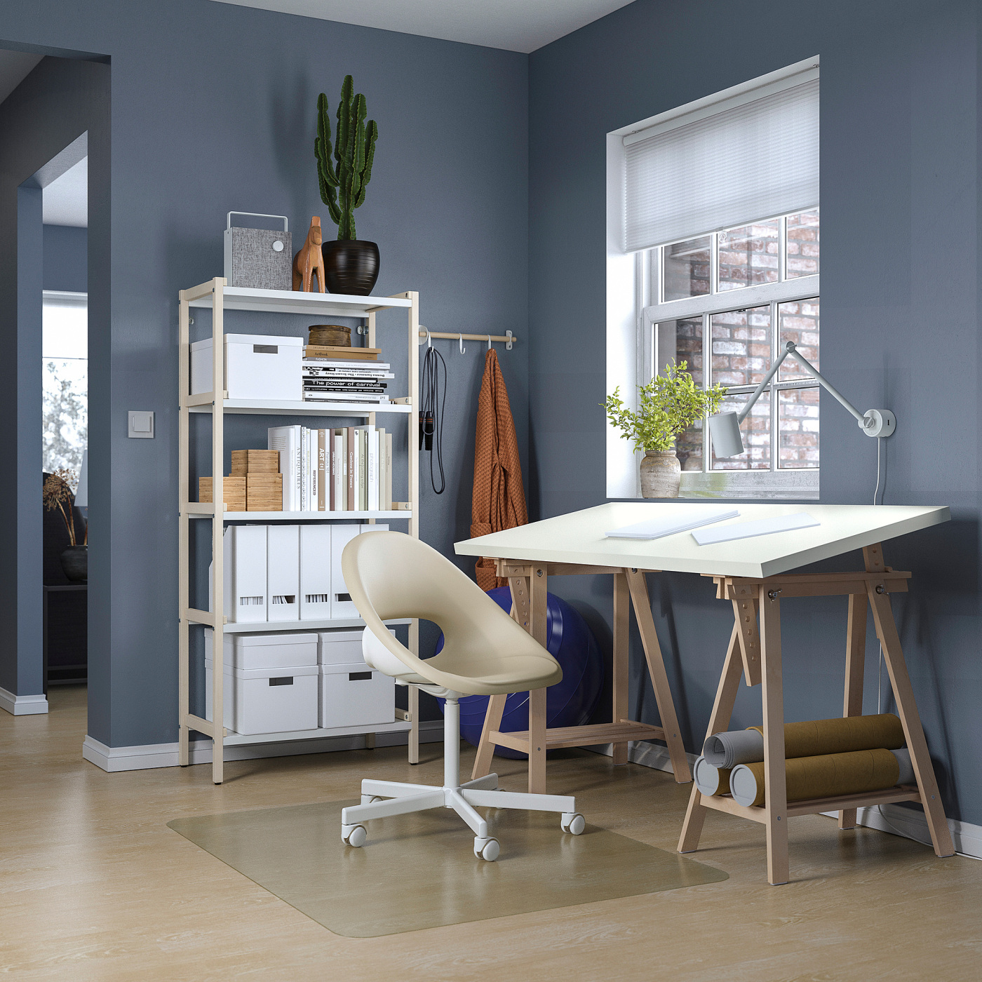 IKEA LAGKAPTEN / MITTBACK デスク（ホワイト／バーチ材） LAGKAPTEN / MITTBACK desk white/birch - IKEA