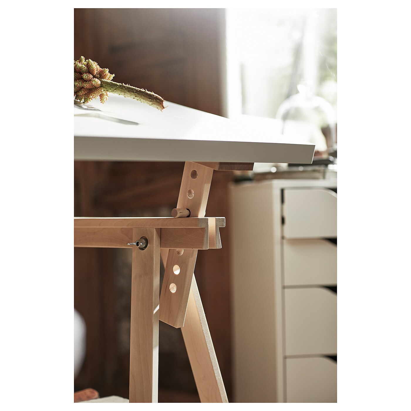 LAGKAPTEN / MITTBACK desk white/birch - IKEA