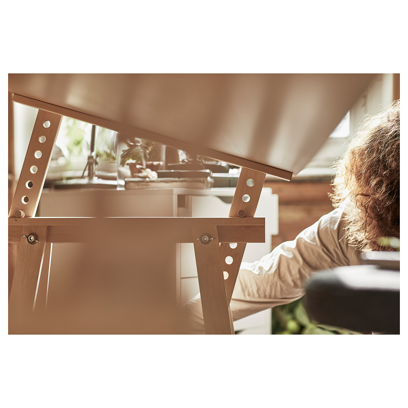 LAGKAPTEN / MITTBACK desk white/birch - IKEA
