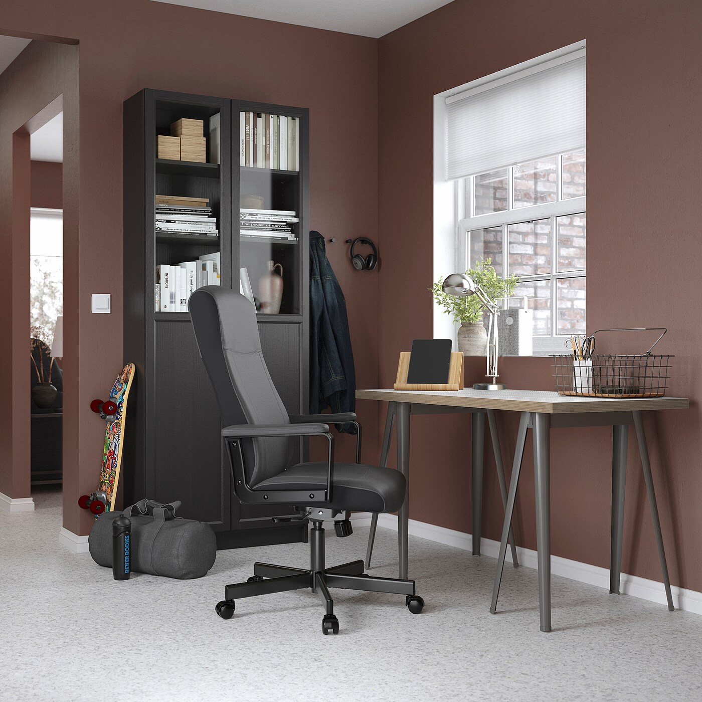 LAGKAPTEN / NÄRSPEL desk white anthracite/dark grey - IKEA