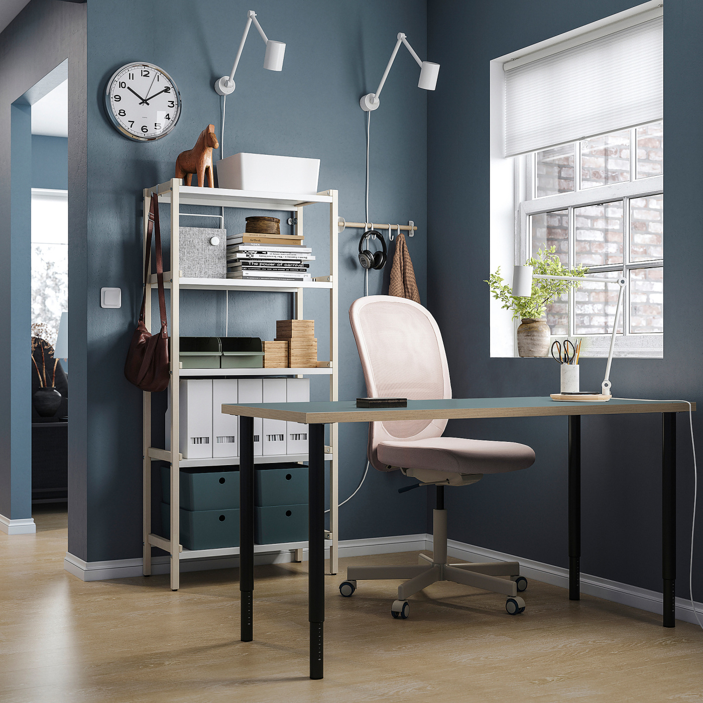 LAGKAPTEN / OLOV desk grey-turquoise/black - IKEA