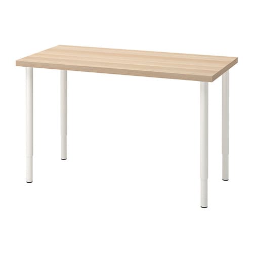 IKEA LINNMON テーブル 120x60 ホワイトOLOV脚4本セット イケア 【セット商品】IKEA OLOV オーロヴ 脚 伸縮式 ホワイト