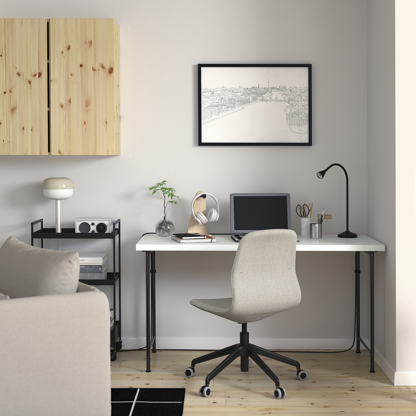 LAGKAPTEN / SPÄND desk white/black - IKEA